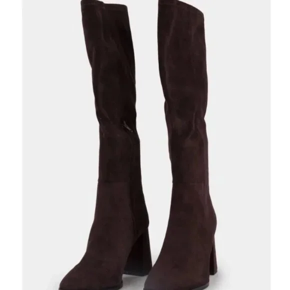 Women’s Steve Madden Brown Livah Knee High Black Zip Up Boots Size 6 Brand New - Picture 5 of 9